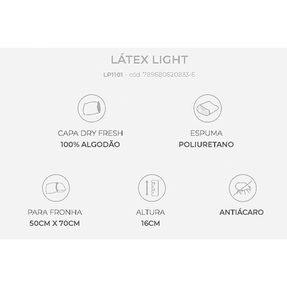 Travesseiro T. Látex Light Lp1101 C/ Capa Dry Fresh Kit C/ 2 Un (50x70) - Duoflex - 4