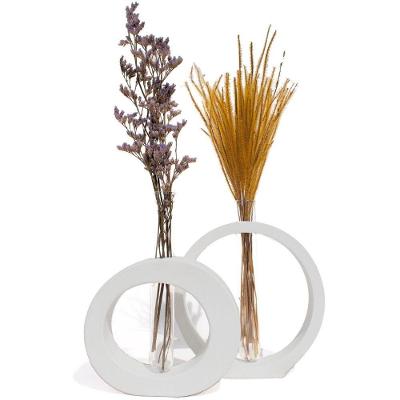 Vaso Decorativo Redondo 2 Peças Conjunto Decoração Sala E Casa Cinza