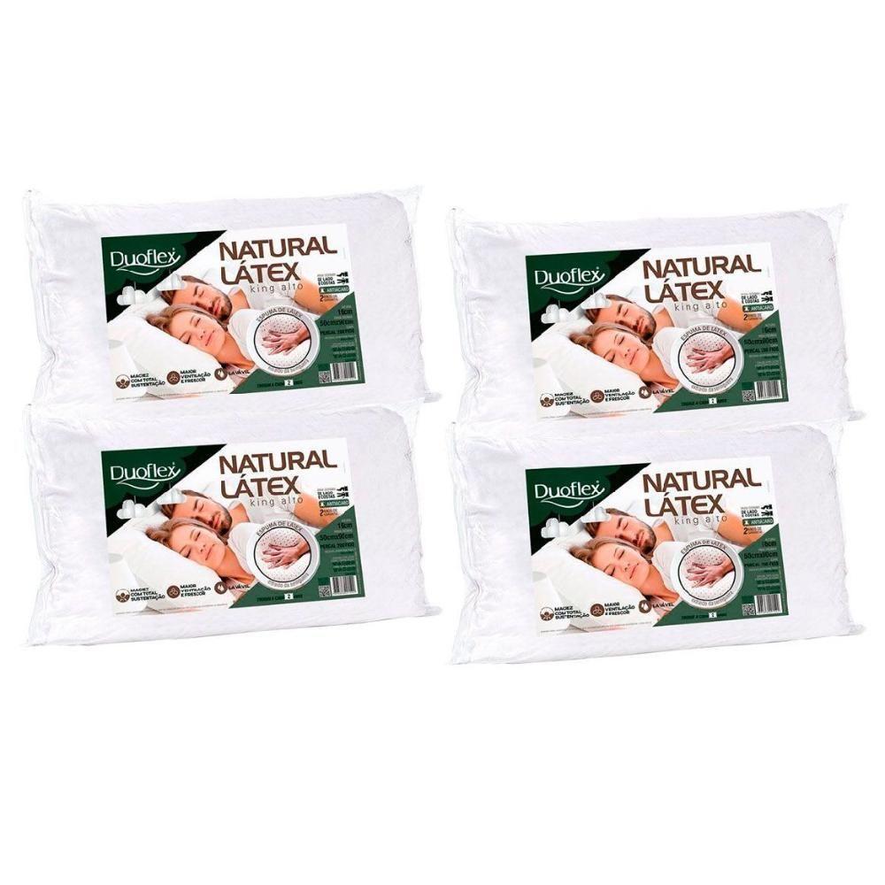 Travesseiro Látex Natural King Alto Ln1000 Lavável C/ Capa Percal 200 Fios Kit C/ 4 Un 90x50 - Duoflex - 1
