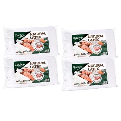 Travesseiro Látex Natural King Alto Ln1000 Lavável C/ Capa Percal 200 Fios Kit C/ 4 Un 90x50 - Duoflex