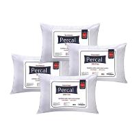 Travesseiro Fibras Siliconadas Plus Percal 200 Fios Kit C/ 4 Un 70x50x15 - Ortobom - 1