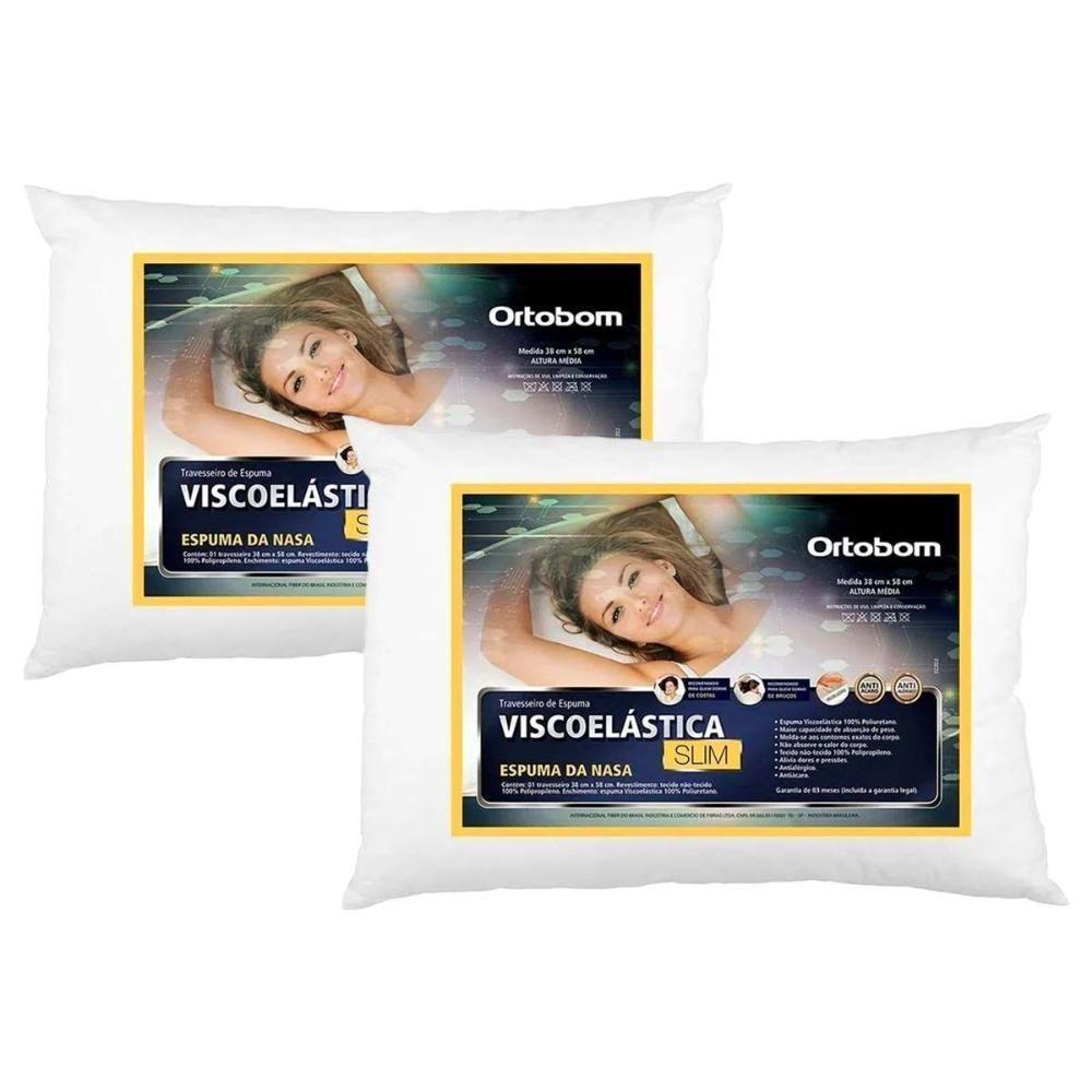 Travesseiro Viscoelástico Visco Slim Kit C/ 2 Un (38x58) - Ortobom - 1