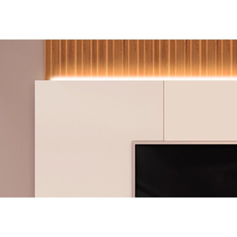 Rack Bancada C/ Painel P/ Tv Até 85 Polegadas Hit 2290 100% Mdf Extensível Led De 240 A 290cm Cedro/quartzo - Dj Móveis - 6