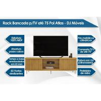 Rack Bancada C/ Painel P/ Tv Até 75 Pol Atlas Ripado 2 Portas 218x62cm Off White - Dj Móveis - 6