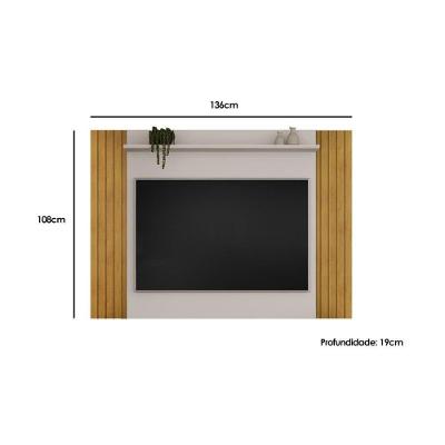 Rack Bancada C/ Painel P/ Tv Até 50 Pol Trend Ripado Extensível 108x136cm Freijó/off White - Dj Móveis
