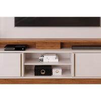 Rack Bancada C/ Painel P/ Tv Até 70 Polegadas Martino Prateleira Nichos E Pés 200x190cm Freijó/off White - Dj Móveis - 10