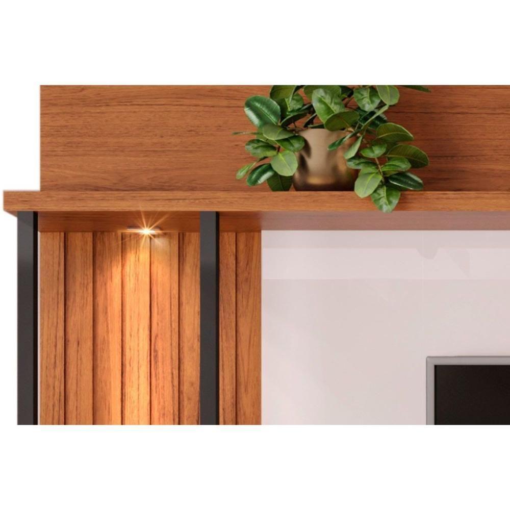 Rack Bancada C/ Painel P/ Tv Até 70 Polegadas Martino Prateleira Nichos E Pés 200x190cm Cedro/bali - Dj Móveis - 2