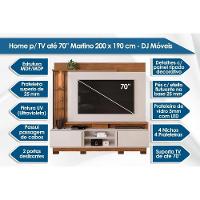 Rack Bancada C/ Painel P/ Tv Até 70 Polegadas Martino Prateleira Nichos E Pés 200x190cm Cedro/bali - Dj Móveis