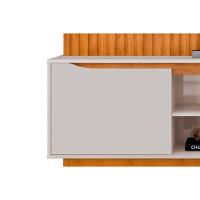 Rack Bancada C/ Painel P/ Tv Até 70 Polegadas Enzo Prateleira Nichos E Pés 200x188cm Freijó/off White - Dj Móveis - 5