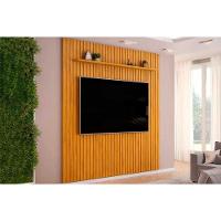 Rack Bancada C/ Painel P/ Tv Até 85 Pol Pratic Ripado 1 Prateleira 250x240cm Cedro - Dj Móveis - 1