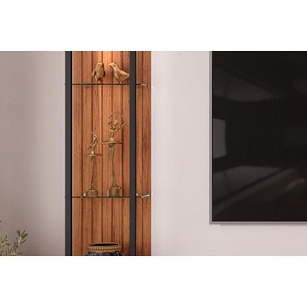 Rack Bancada C/ Painel P/ Tv Até 70 Polegadas Martino Prateleira Nichos E Rodapé 200x185cm Cedro/bali - Dj Móveis - 5