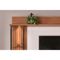 Rack Bancada C/ Painel P/ Tv Até 70 Polegadas Martino Prateleira Nichos E Rodapé 200x185cm Cedro/bali - Dj Móveis