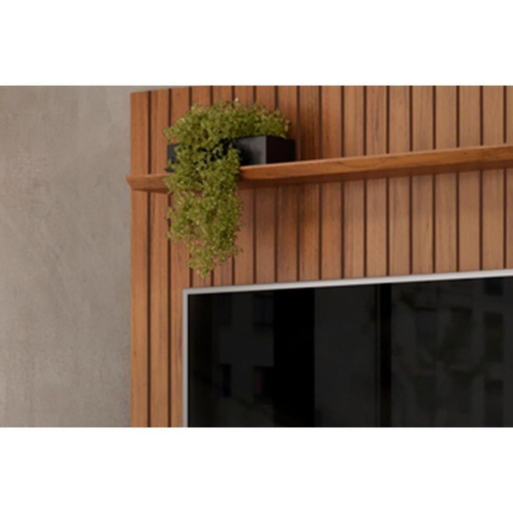 Rack Bancada C/ Painel P/ Tv Até 70 Polegadas Lexus Ripado Prateleira E Nichos179x183cm Cedro/bali - Dj Móveis - 7