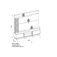 Rack Bancada C/ Painel P/ Tv Até 70 Polegadas Martino Prateleira Nichos E Rodapé 200x185cm Freijó/off White - Dj Móveis - 3