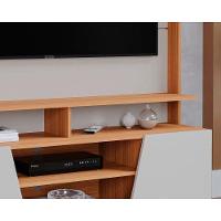 Rack Bancada C/ Painel P/ Tv Até 55 Pol Master 2 Prateleiras E Pés 135x183cm Off White/nature - Permóbili - 4