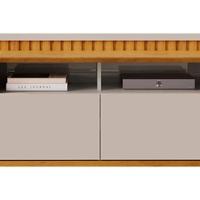 Rack Bancada C/ Painel P/ Tv Até 65 Polegadas Vogue Prateleira Nichos E Pés 182x183cm Freijó/off White - Dj Móveis