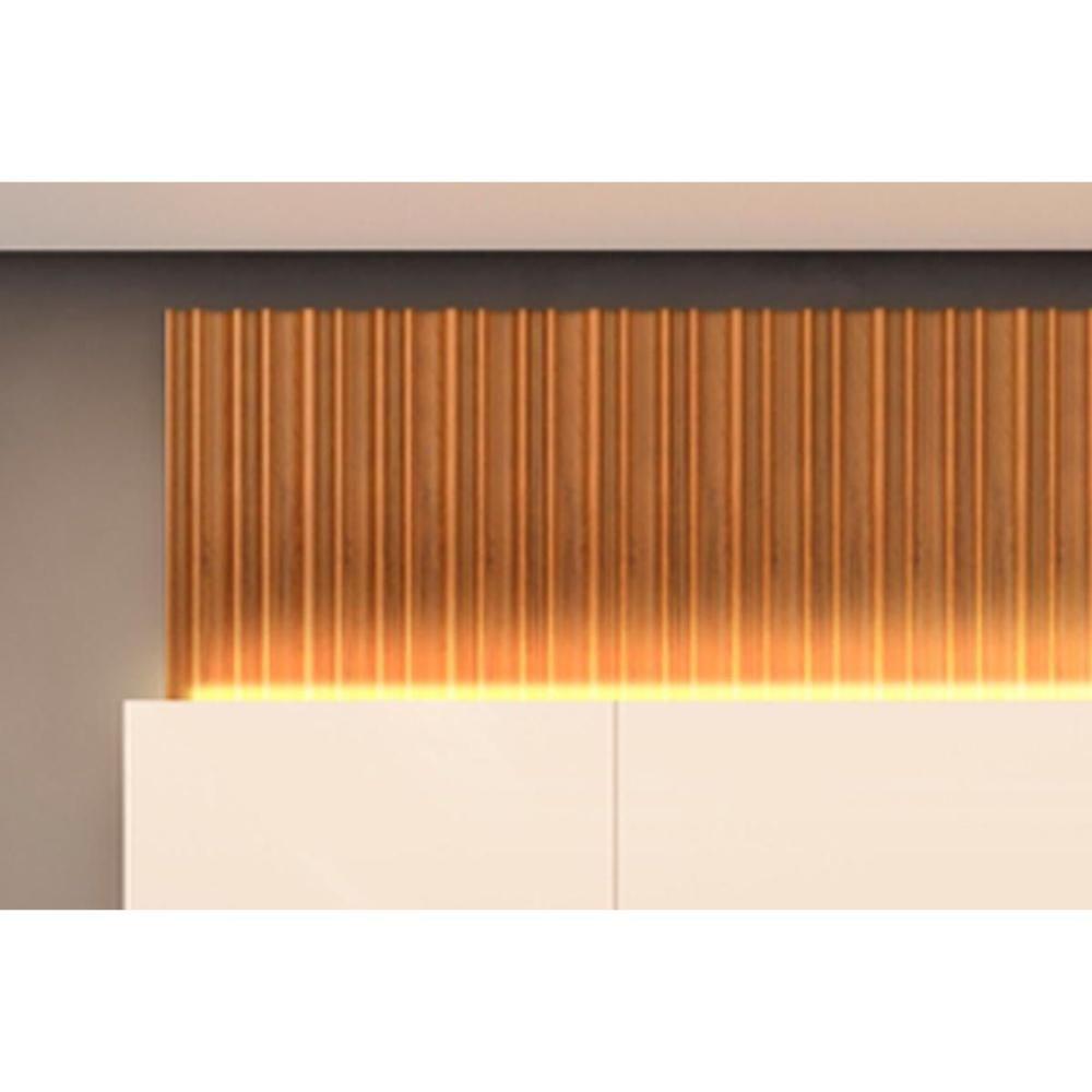 Rack Bancada C/ Painel P/ Tv Até 75 Polegadas Hit 1900 Extensível 100% Mdf Led De 240 A 290cm Cedro/quartzo - Dj Móveis - 6