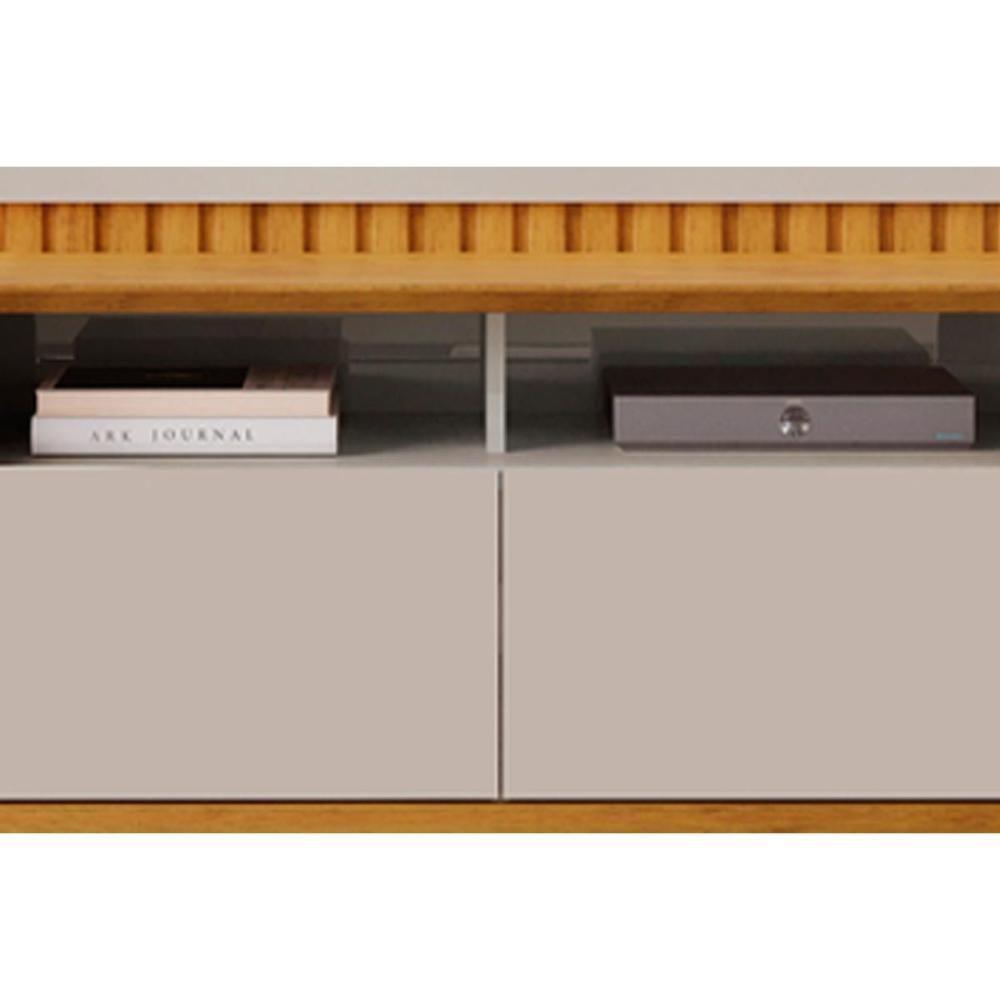 Rack Bancada C/ Painel P/ Tv Até 65 Polegadas Vogue Prateleira Nichos E Pés 182x183cm Cedro/bali - Dj Móveis - 3