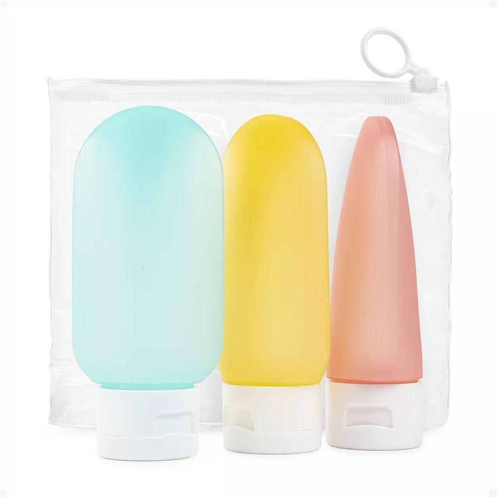 Kit Viagem 3 Frascos Porta Creme Shampoo Condicionador 60ml - 1