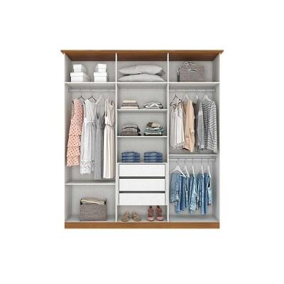 Guarda Roupa Casal Cover 6 Portas 3 Gavetas Off White-Nature MDF-MDP Henn