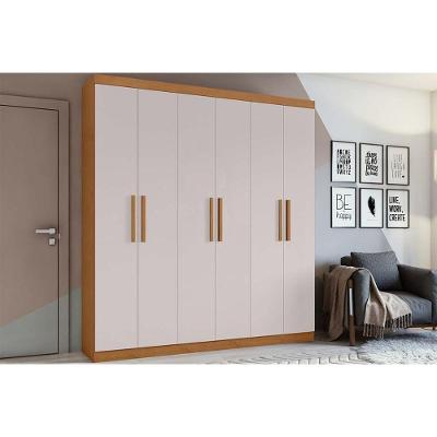 Guarda Roupa Casal Jazz 6 Portas de Abrir 3 Gavetas Amêndoa-Off White Lopas