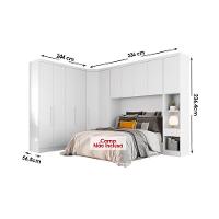 Quarto Casal Completo Rizon-linea 5 Peças (1 Armário Aéreo + 2 Guarda Roupas + 1 Canto Obliquo + 1 Complementos) Qcm110 Cumaru - 2