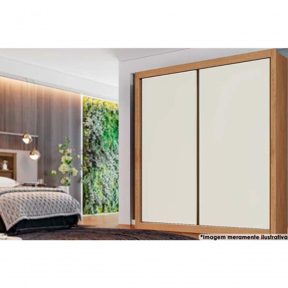 Guarda Roupa Casal 2 Portas De Correr E 4 Gavetas Zurique Amêndoa-off White - Europa - 1