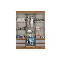 Guarda Roupa Casal 3 Portas E 4 Gavetas Briz Lema B55 Nature-cinza - Henn - 2