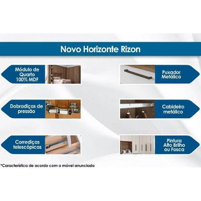 Guarda Roupa Casal Rizon-linea 6 Portas de Abrir 8 Gavetas Cumaru-Fendi Novo Horizonte