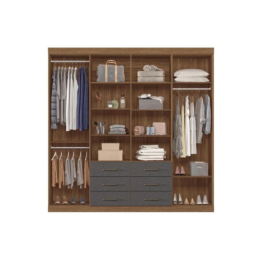 Guarda Roupa 8 Portas E 6 Gavetas Liverpool 8.6 Jatobá-grafite - Santos Andirá - 6