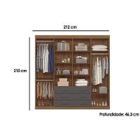 Guarda Roupa 8 Portas E 6 Gavetas Liverpool 8.6 Jatobá-grafite - Santos Andirá - 5