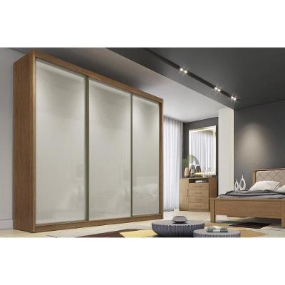 Guarda Roupa Casal Arezzo-Medelim Cumaru-Fendi 3 Portas de Correr 4 Gavetas MDF Fendi