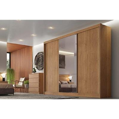 Guarda Roupa Solteiro Toulon-Sonetto Plus 3 Portas de Correr 4 Gavetas Cumaru MDF