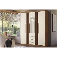 Guarda Roupa 3 Portas (1 C- Espelho) E 3 Gavetas Aurora 3.3 Jatobá-areia - Santos Andirá - 1