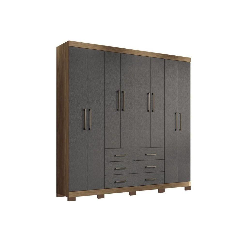 Guarda Roupa 8 Portas E 6 Gavetas C- Pés Liverpool Jatobá-grafite - Santos Andirá - 1