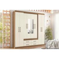 Guarda Roupa 8 Portas (2 C- Espelho) E 4 Gavetas Nápoles Jatobá-areia - Santos Andirá - 1