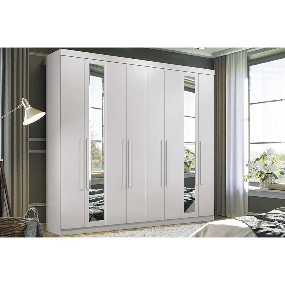 Guarda Roupa 8 Portas (2 C- Espelho) E 4 Gavetas Master New 8.4 Branco - Santos Andirá - 1