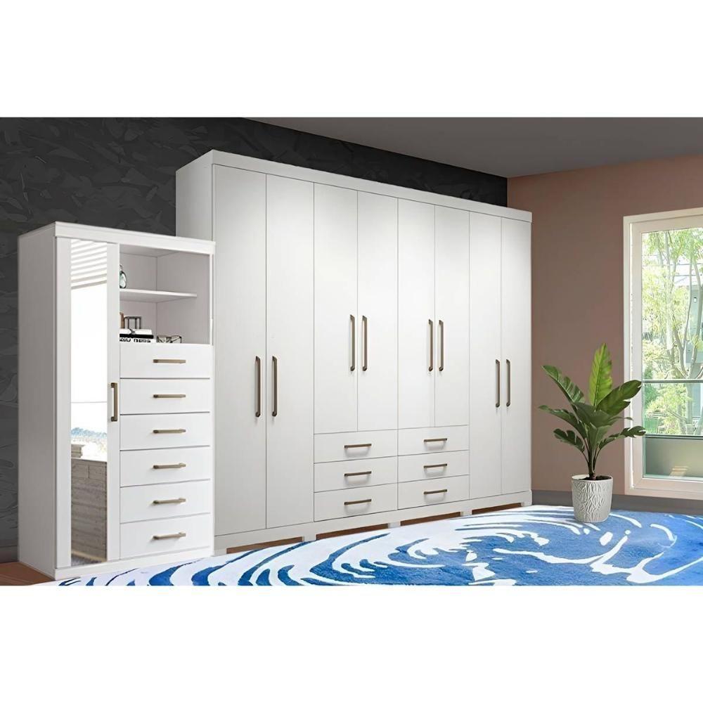 Guarda Roupa 2 Peças (1guardaroupa+1cômoda) Qc130 Branco - Santos Andirá - 1