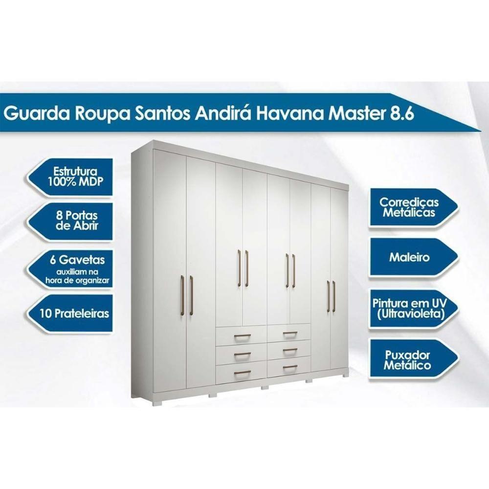 Guarda Roupa 2 Peças (1guardaroupa+1cômoda) Qc130 Branco - Santos Andirá - 3