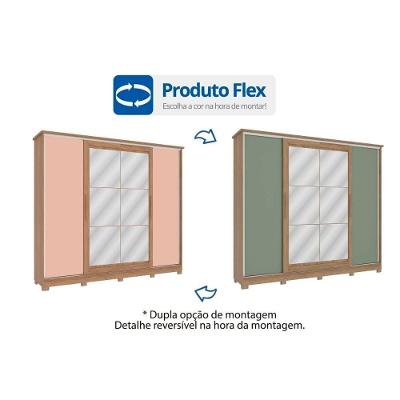 Guarda Roupa Casal CB01N565 4 Portas de Correr 4 Gavetas Nogueira-Macadamia