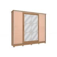 Guarda Roupa 4 Portas De Correr (2 C- Espelho) E 4 Gavetas C- Pés Cb01n565 Flex Nogueira-macadamia Ou Verde - Kappesberg - 1