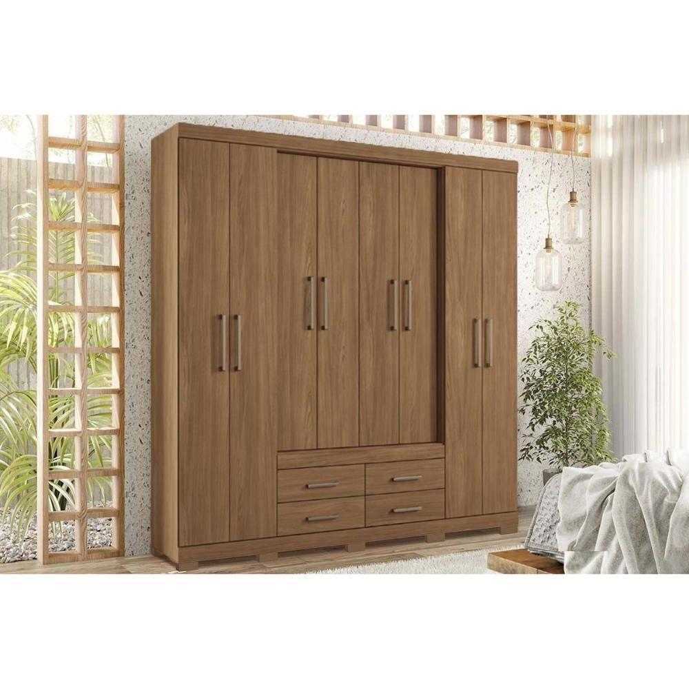 Guarda Roupa 8 Portas E 4 Gavetas C- Pés Nápoles Jatobá - Santos Andirá - 1