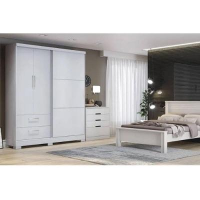Guarda Roupa Solteiro Casal C533 3 Portas 1 Porta de Correr 2 Gavetas Branco Kappesberg