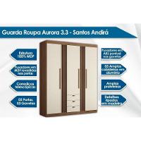 Guarda Roupa 3 Portas E 3 Gavetas Aurora 3.3 Jatobá - Santos Andirá - 8