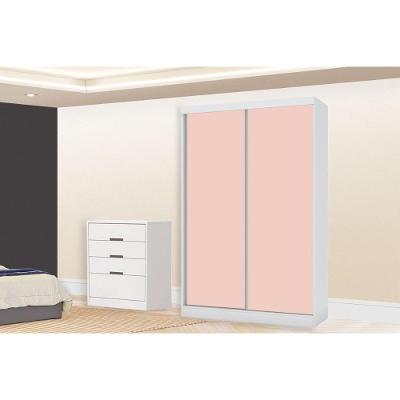Guarda Roupa 2 Peças Solteiro e Closet Qc109 2 Portas de Correr 6 Gavetas Branco (Qc12)