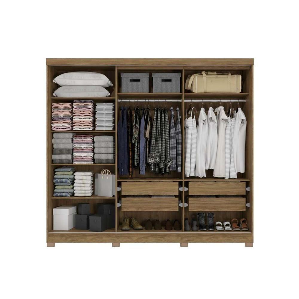 Guarda Roupa 5 Portas (1 C- Espelho) E 4 Gavetas C- Pés Cb01n564 Canela - Kappesberg - 4