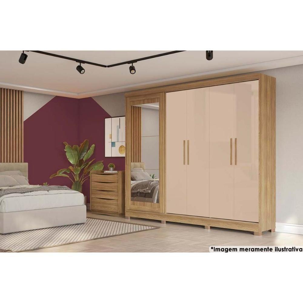 Guarda Roupa 5 Portas (1 C- Espelho) E 4 Gavetas C- Pés Cb01n564 Canela - Kappesberg - 6