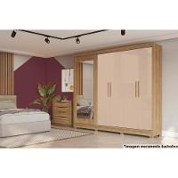 Guarda Roupa 5 Portas (1 C- Espelho) E 4 Gavetas C- Pés Cb01n564 Canela - Kappesberg - 6