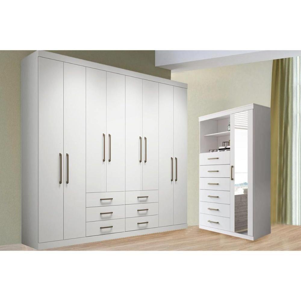Guarda Roupa 2 Peças (1guardaroupa+1cômoda) Qc117 Branco - Santos Andirá - 1
