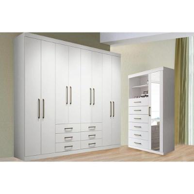 Guarda Roupa Casal QC117 9 Portas de Bater 12 Gavetas Branco MDP Santos Andirá